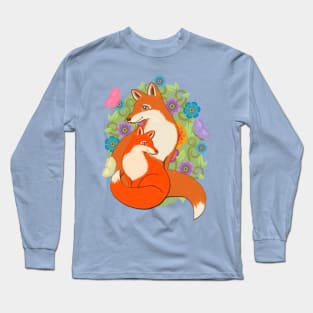 Two Foxes in a Garden Long Sleeve T-Shirt